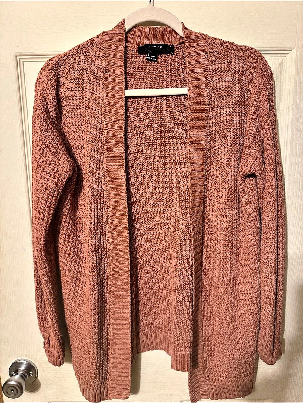 Forever 21 Open Front Knit Cardigan in Dusty Rose Size Medium